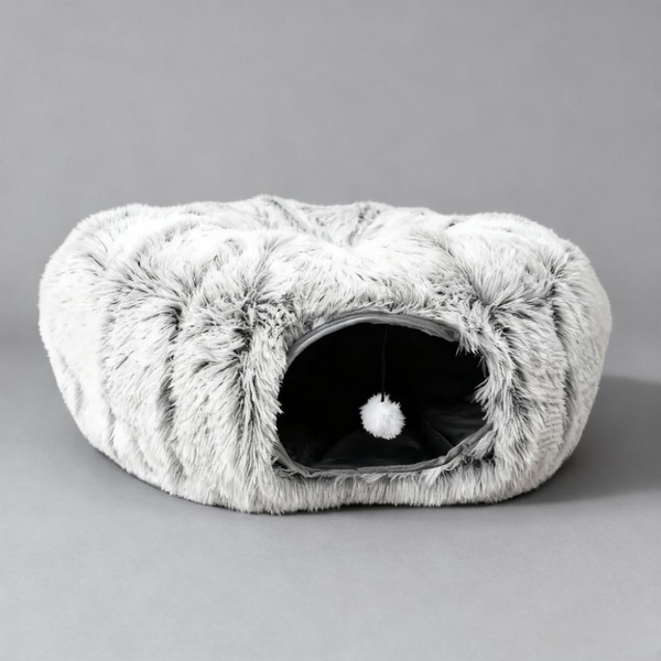 Foldable Snuggle Plush Tunnel for Cats